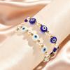 Imitation Pearl Lucky Blue Evil Eye Bracelet for Women, Stainless Steel Adjustable Beads Bracelet, Birthday Party Jewelry Gifts