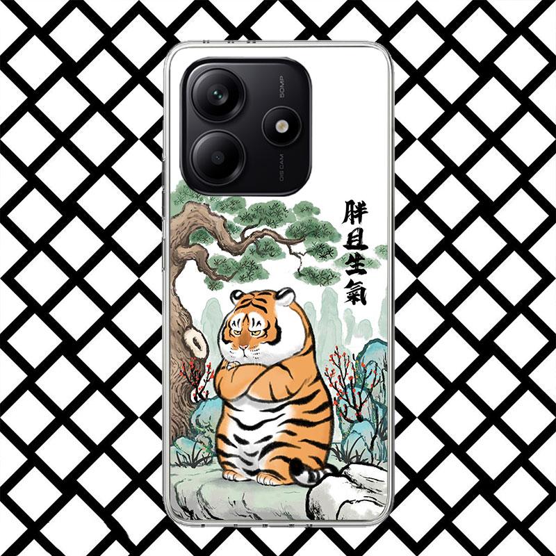 Cartoon Fat Tiger Phone Case for Xiaomi Redmi Note 15 14 14S 13 12 12S 11 Pro Plus 11E 11T 11S 10S 5G Soft Cover Fundas Redmi No