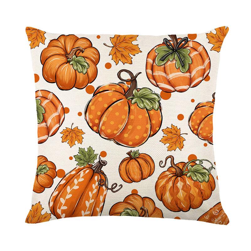 1pc Orenge Pumpkin Themed Cushion Cover Soft Cozy Cover Fall Themed Pillowcase for Living Room Couch Decoration