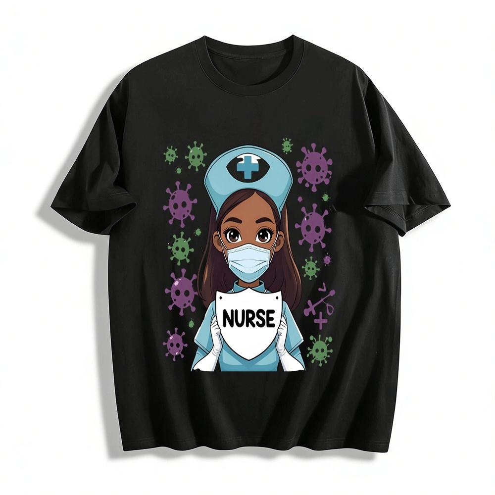 Nurse Themed Print T-shirt Honor Medical Staff Casual Top Pure cotton T-shirt XXS