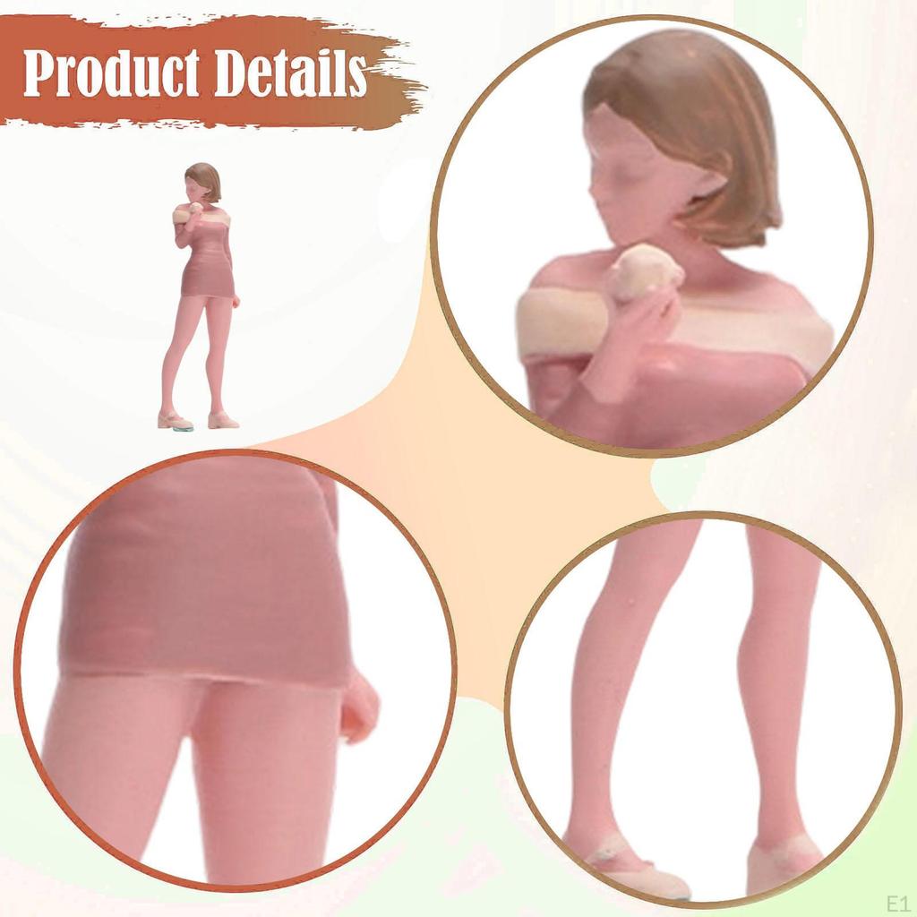 1:64 Girl Miniature Figure Diorama Decorative Ornament Small Collections Trains Architectural Models