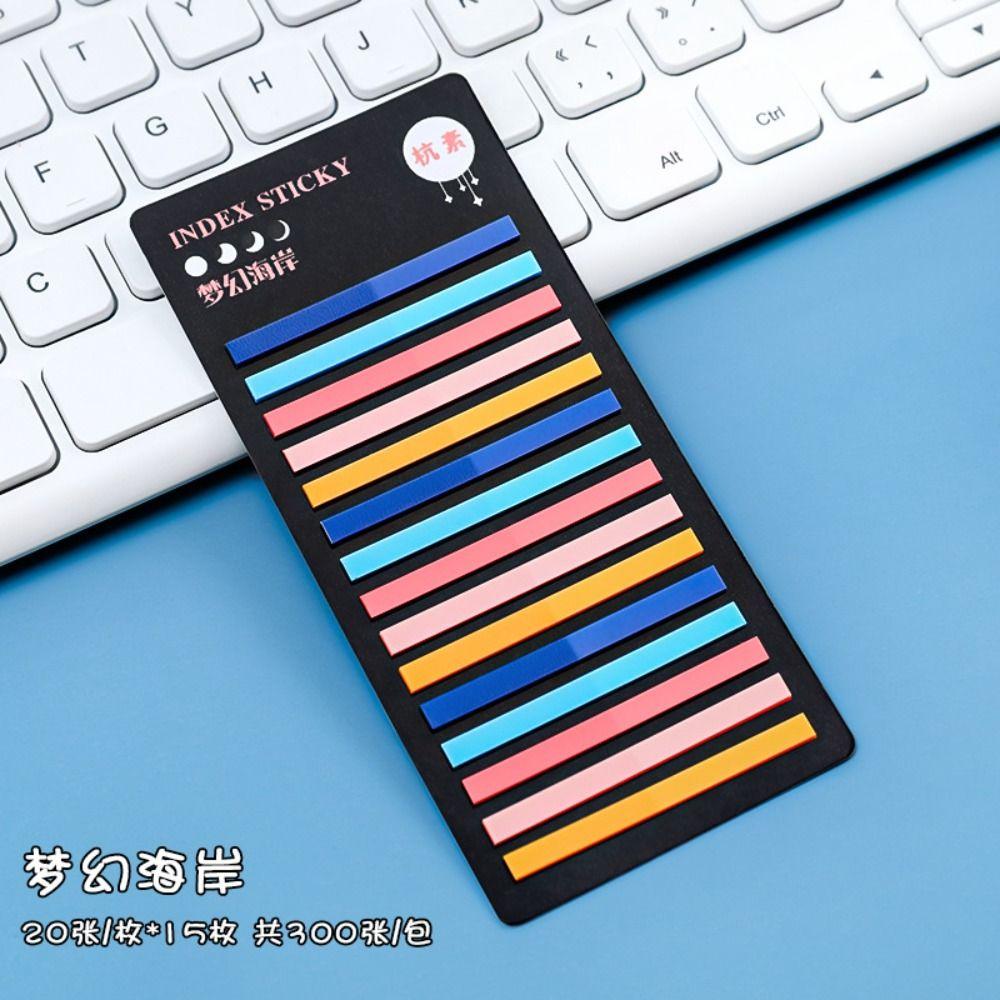 300 Sheets Rainbow Index Memo Pad PET Sticky Notepads Office Supplies Label Bookmark  Kids