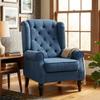 Eleganter Ohrensessel, Dick gepolstert, Abnehmbarer Bezug, 74 x 86 x 102 cm, Blau