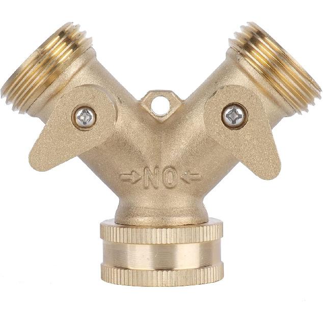 2‑Way Garden Hose Splitter, All‑Brass Heavy Duty Garden Hose Connector Tap Splitter, Outlet Splitter for NPT 3/4 Garden Hose hose splitter hose