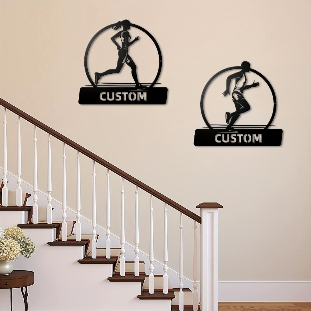 Unique 1pc Custom Metal Wall Art Running Boys Girls Personalised Name Sports Enthusiast Decor