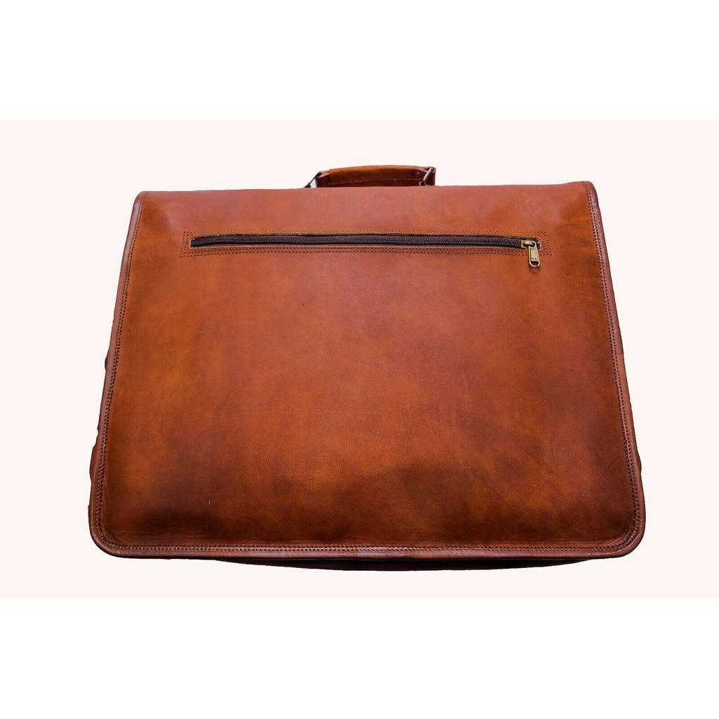 Men's Grain Leather Vintage Messenger Briefcase Satchel Shoulder Laptop Bag