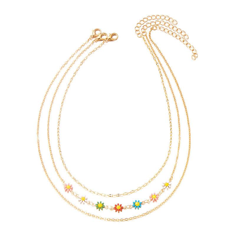Collier Minimaliste Fleur de Pâquerette avec Chaîne en Alliage pour Femmes Printemps