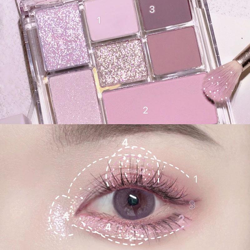 Tavolozza di ombretti viola Crea una tavolozza di ombretti perlati glitterati per il trucco da sogno Tavolozza di trucco per occhi coreana affascinante alla moda