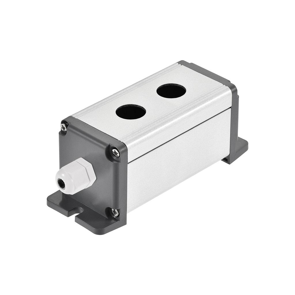 uxcell Push Button Switch Box, Switch Button Station Box with PG7 Cable Gland and Mounting Base, Aluminum, 2 Holes, 16mm