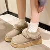 thick-soled snow boots women's new winter fashion versatile fur integrated fleece thickened warm cotton shoes