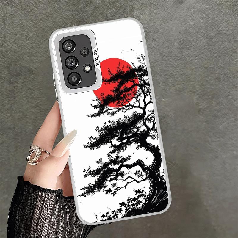 Japanese Minimalist Pine Tree Soft Phone Case for Samsung A17 A16 A15 A14 A13 A57 A56 A55 A54 A53 A37 A36 A35 A34 A33 A26 A25 A2