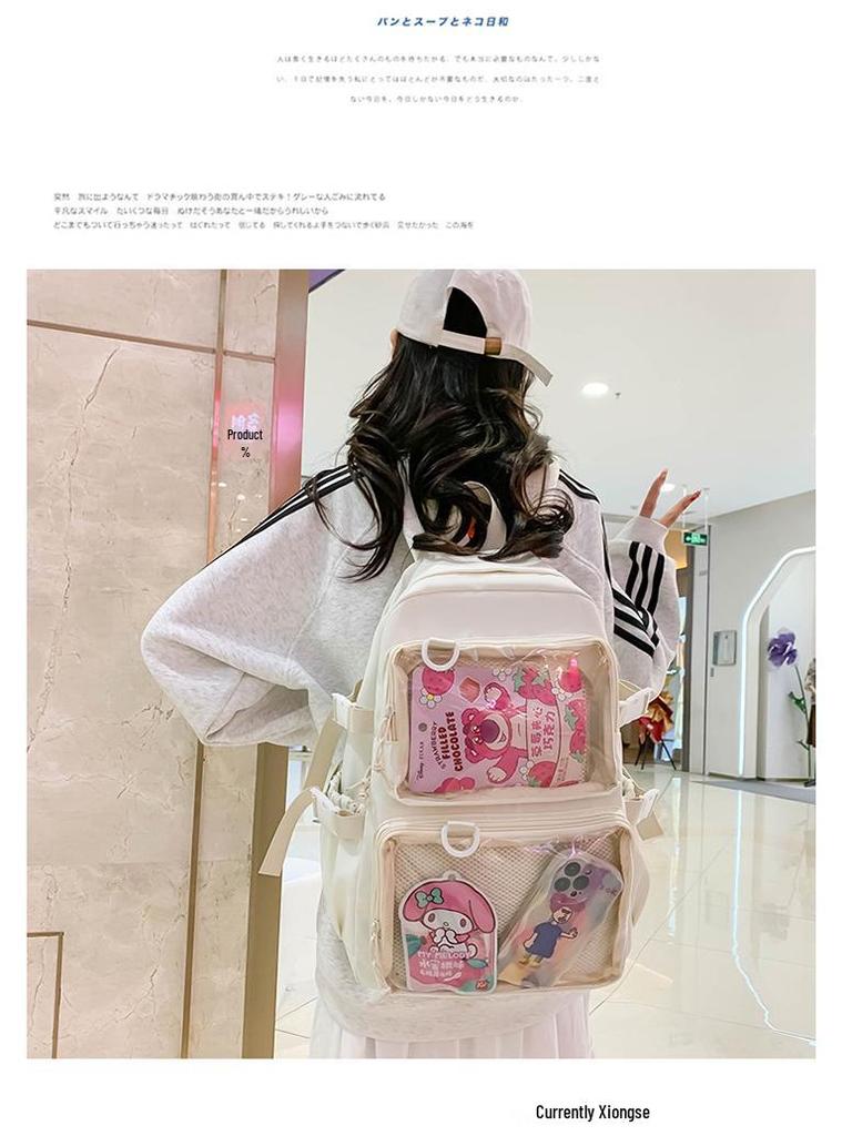Versatile Large-Capacity Transparent Ita Backpack for Girls and Women