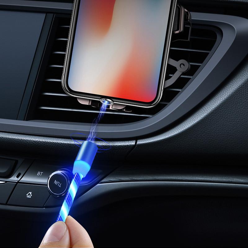 Glowing Cable Mobile Phone Charging Cables Led Light Micro Usb Type C Charger For Samsung Iphone Magnetic Phone Charge Wire Cord