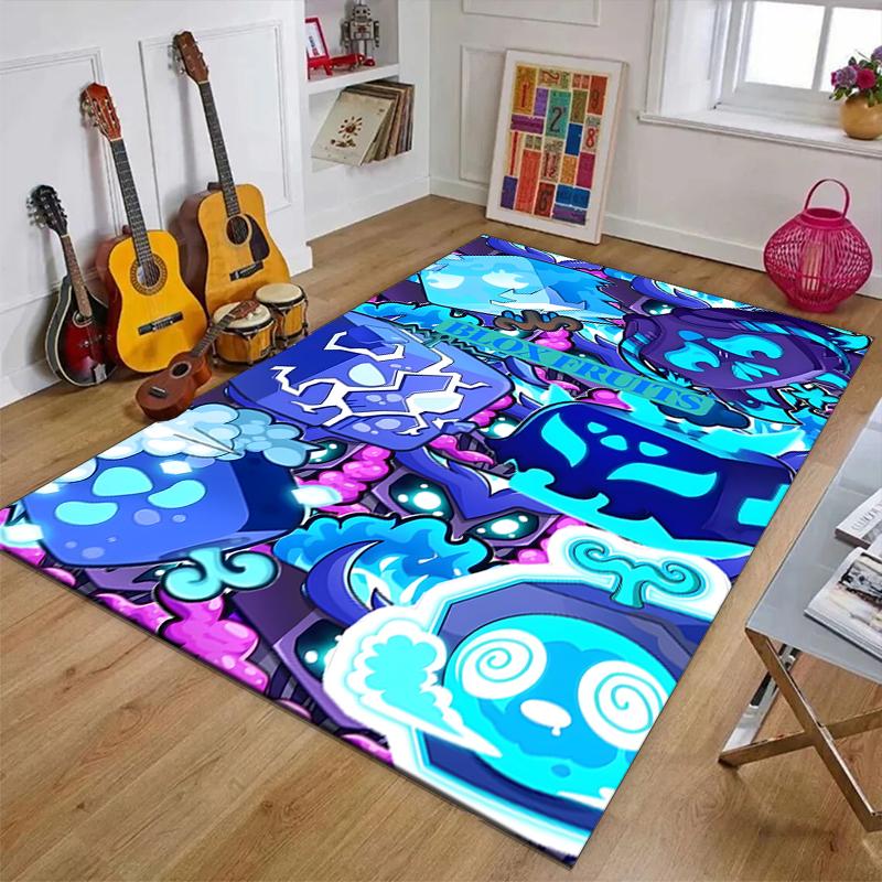 Tapis en Polyester Blox Fruit, Tapis d'Intérieur Doux pour Chaise de Bureau, Salon, Bureau d'Ordinateur - Design de Tapis Décoratif pour Bureau à Domicile