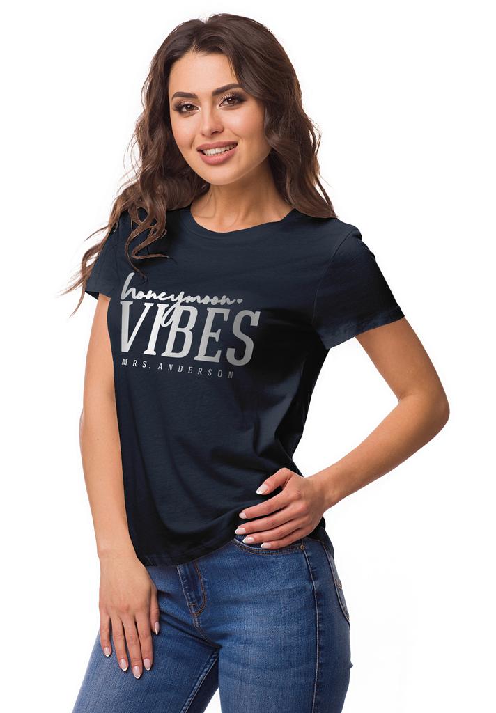 Inkdotpot Personalized Womens Tshirt Top Honeymoon Vibes Mrs Wedding  Announcement