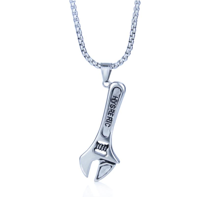 Titanium Steel Men'S Necklace Wrench Pendant, Fashionable Personality And Creativity