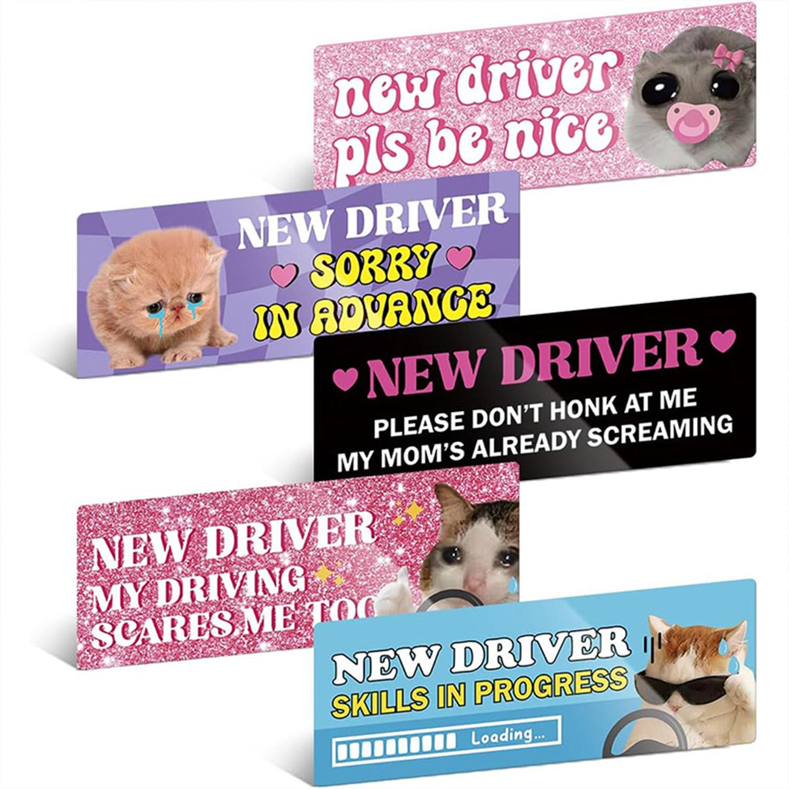 

New Driver Pls Be Nice Magnetic Car Stickers, New Driver Stickers Safe, Reusable Magnetic Signs (5 Pieces) One Size белый