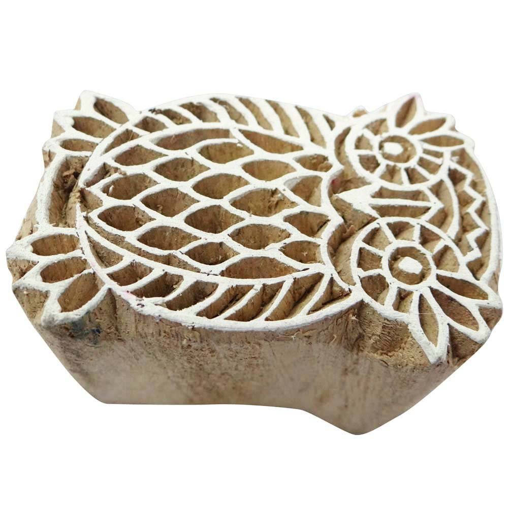 IBA Indianbeautifulart Eule Design Holzblock Textildruck auf Stoff Stempel handgeschnitzt Indianer