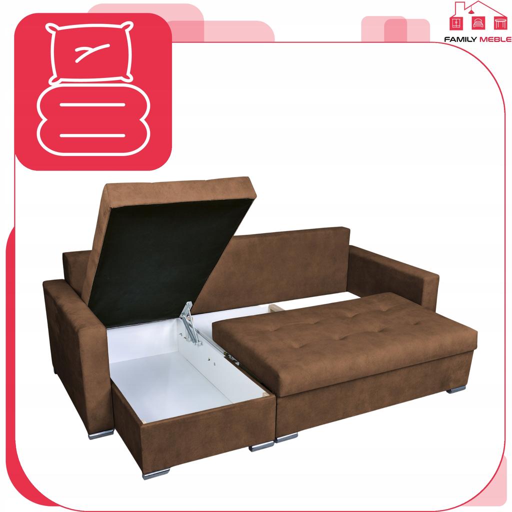 Varius Corner Sofa Bed with Sleeping Function Family Furniture Corner Brown Without