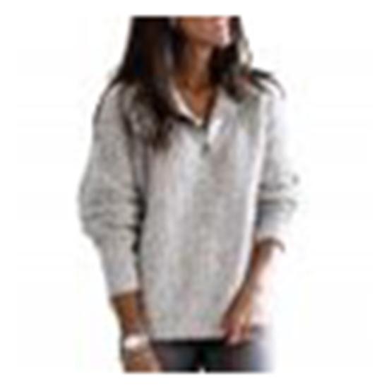 Sweter zapinany na zamek błyskawiczny, wygodny, ze spandeksu, z długim rękawem, z dekoltem w serek, dzianinowy sweter na co dzień