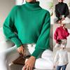 Women's Bottoming Shirt Autumn And Winter Women's Solid Color Simple Bat Sleeve Top Turtleneck Lapel Sweater