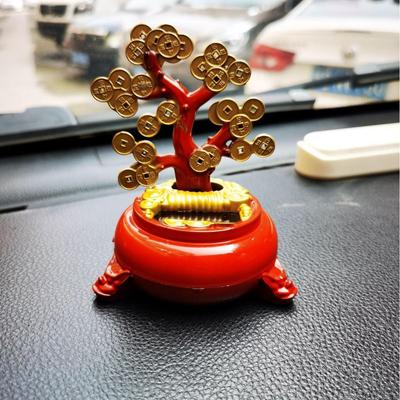 Golden Solar Money Tree Figurine for Car Decor