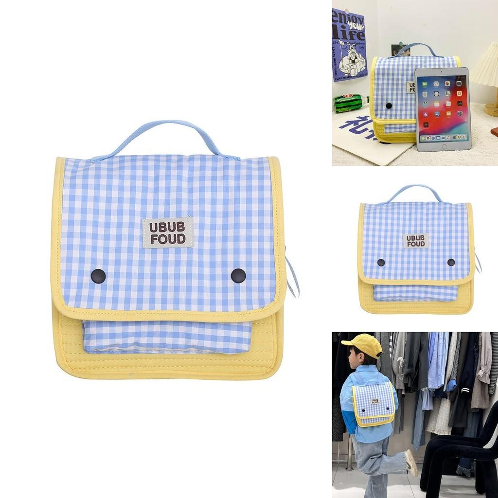 Simple Grid Pattern Letter Decoration Children Casual Backpacks For Kindergarten Kids