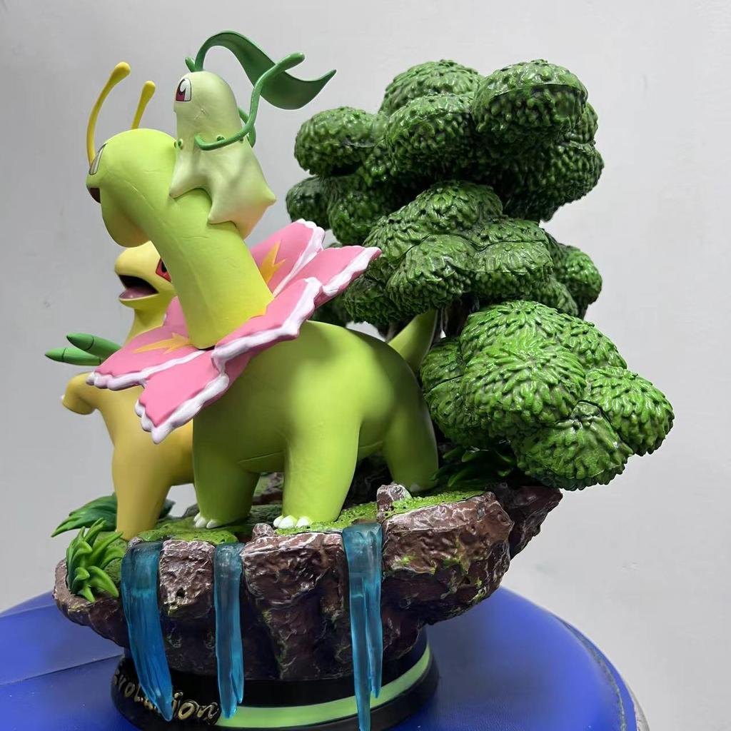 29CM Pokemon Chrysanthemum Herb Leaf figures PVC CuteLeaf partner Idiot Cute Surfing Charming Green Collection Mode Gifts