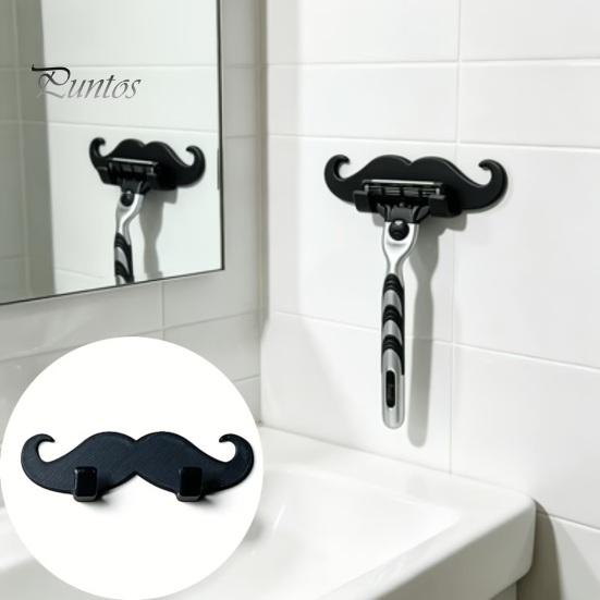 Space Saving Wall Storage Hook 3D Printed Beard Shaped Hook, Self?Adhesive Creative Bathroom Heavy Duty Hanger for Keys Key Towel, Fun Organizer