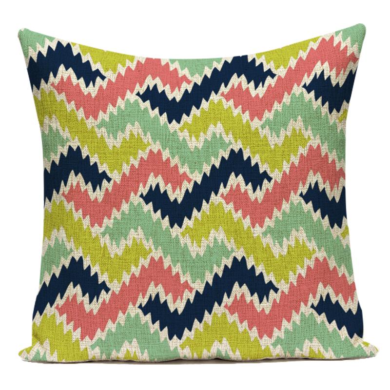 Decorative Pillows Simple Colorful Wave Stripe Geometry Polyester Pillows Cushion Covers Pillow Cover Sofa Home Decor