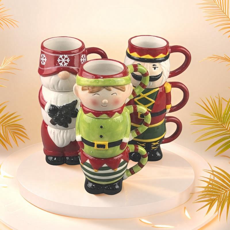 Ceramic Creative Combination Triple Stack King Husband Clown Christmas Atmosphere Couple Coffee Cup Mug Ceramic Cup