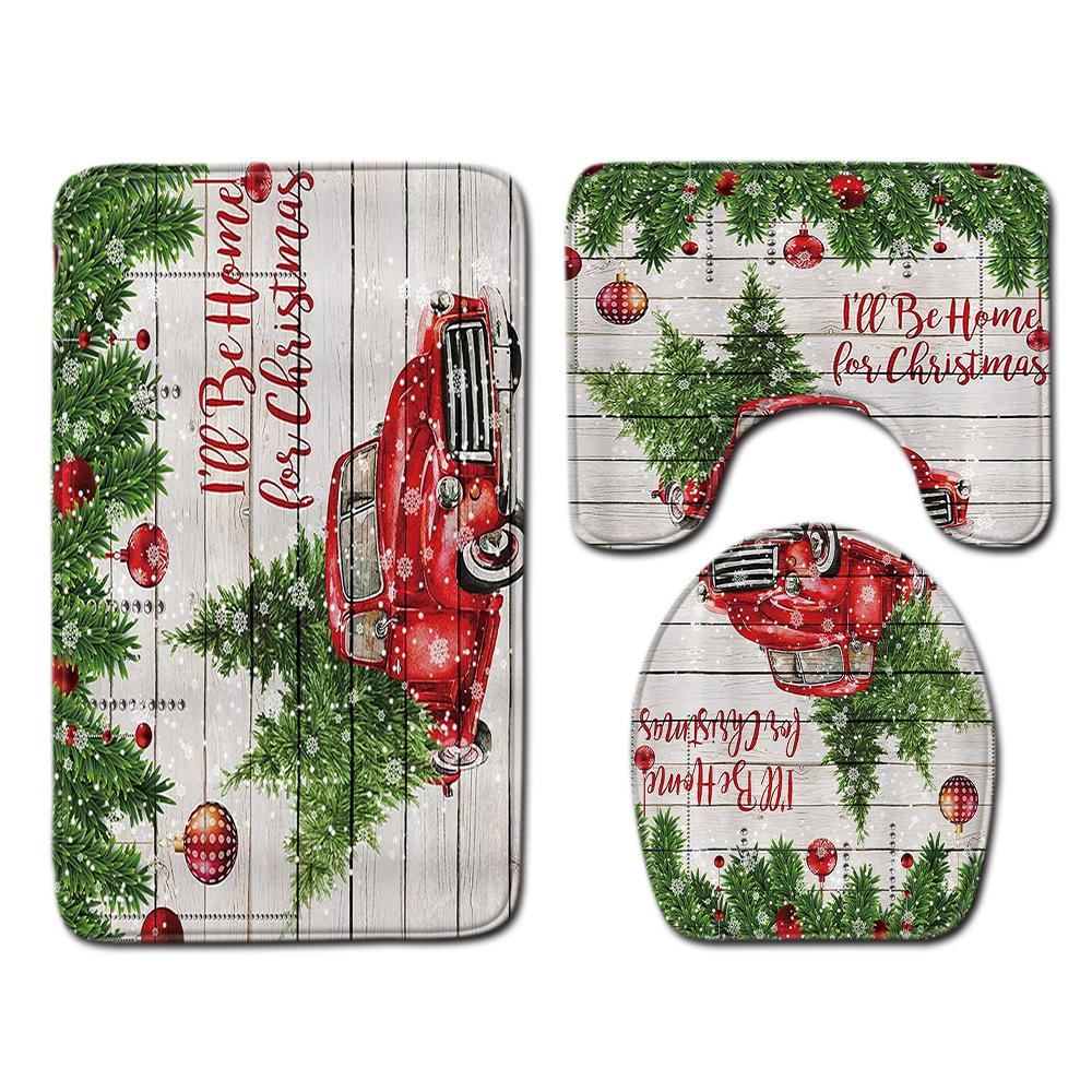 3D Toilet Floor Mat Bathroom Mat Christmas Three-Piece Foot Mat E-Commerce