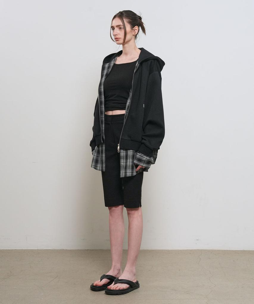 Generalidea Unisex Shirt Layered Zip-Up Hoodie [Black] / Gf1Ujp004