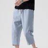 Summer Casual Pants Men's Wild Cotton and Linen Loose Linen Pants  Nine-point Straight Trousers