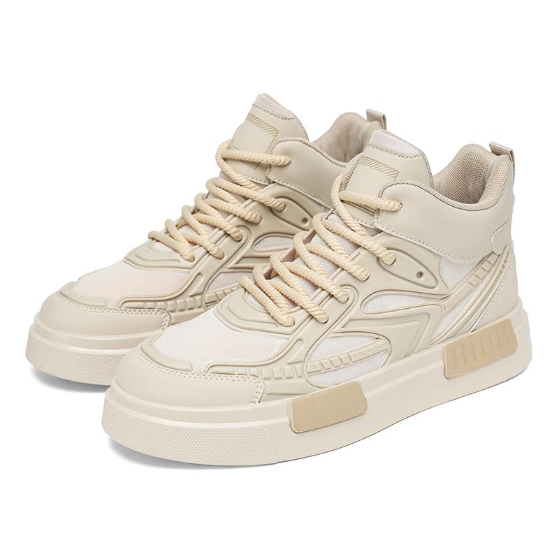 Męskie Czarne Buty do Koszykówki Codzienne Buty Skateboardowe Beżowe Wysokie Trampki do Biegania dla Studentów Duże Rozmiary