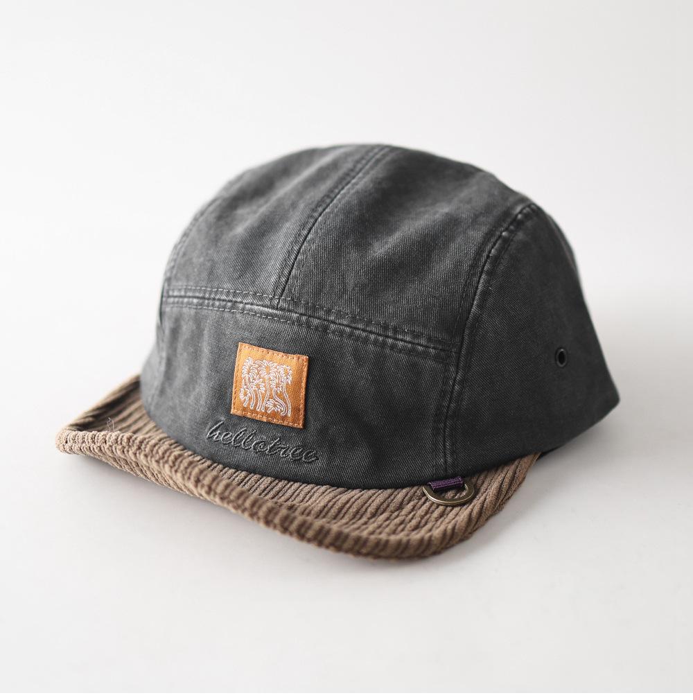 Fashion Hat Corduroy Splicing Cloth Label Color Matching Short-brimmed Hat Men's and Women's Simple Casual Versatile Fashion Trend Five-piece Hat