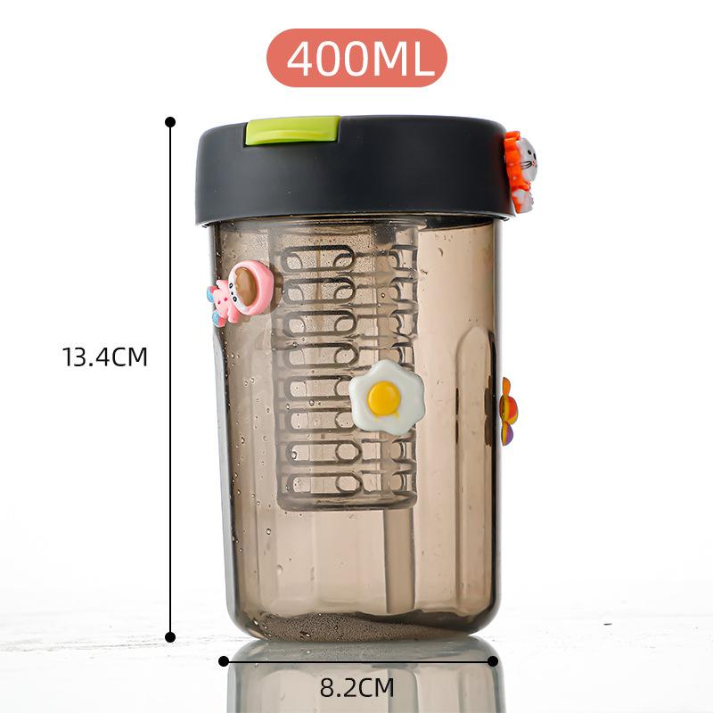 

Пластиковый стакан для воды с высокой эстетической ценностью, с разделением для чая, летний стакан для двойного питья с крышкой и соломинкой, 400 мл, офисный стакан для напитков Without sticker