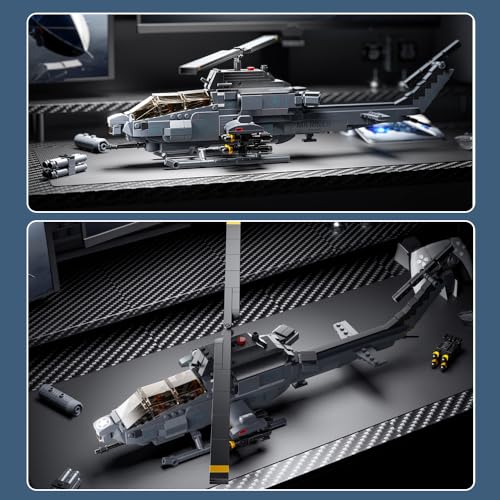 MISINI M8024 AH-1W Super Cobra Armed Helicopter Building Blocks Set, 958-Piece Military Medium-Sized 1:35 Scale Helicopter Building Blocks Set, Perfec