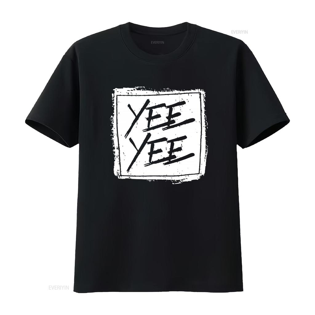 Yee Distressed Square Print T Shirt for Men and Women Fashion Streetwear vintage Washed fashion graphic designer clothes