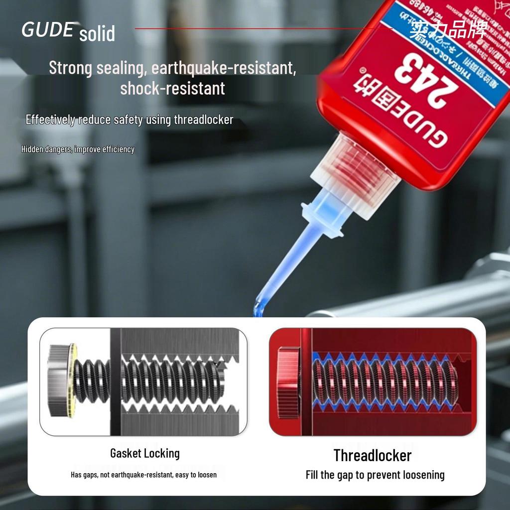 Anaerobic Threadlocker Adhesive 50ml - Screw Anti-Loosening for Fastening (Models 242, 243, 263, 271, 272, 277)