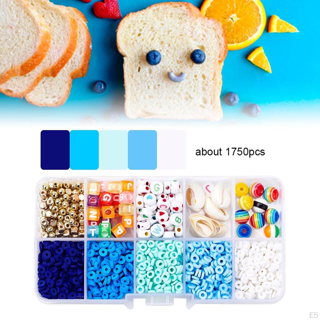 10 Grid Clay Beads Kit , with Letter Beads, Elastic Cord for Jewelry Making Earring