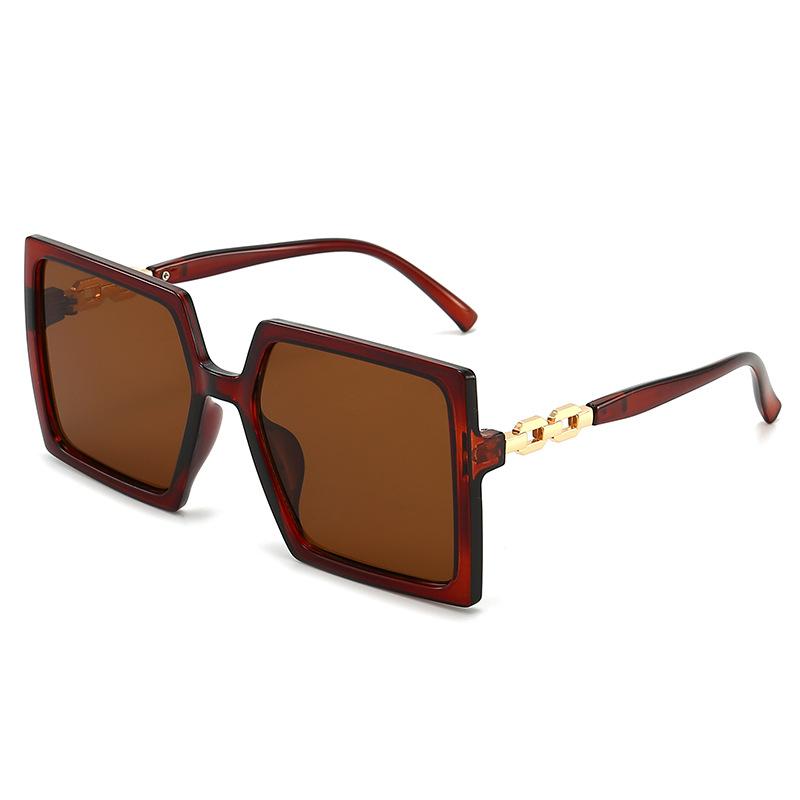 

New Trendy Large-frame Gradient Lens Sunglasses, Fashionable And Versatile Chain-legged Sunglasses 5302 коричневый