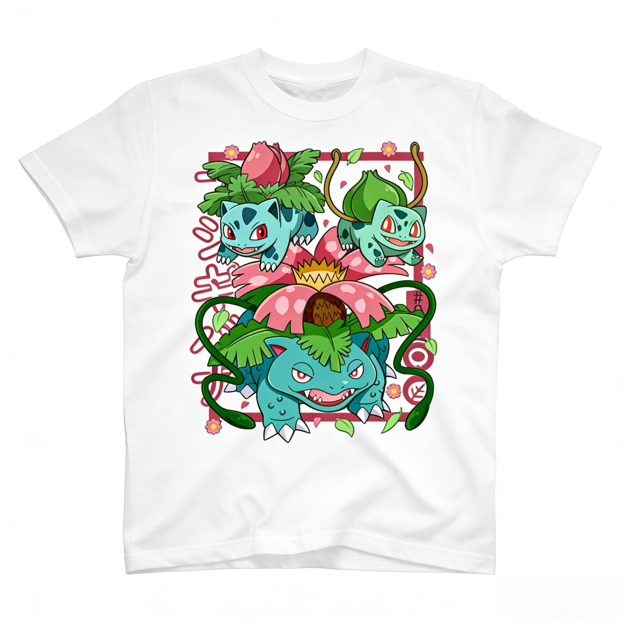 

Pokémon Bulbasaur Evolution Printed Tshirt Unisexs and Womens Tshirt Unisexs Top Harajuku Tshirt 2026 Summer New Tee Streetwear S