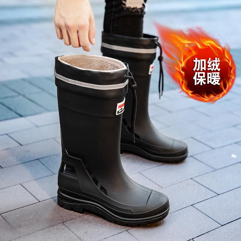 Medium tube closed rain shoes men's non-slip waterproof shoes new fashion outdoor platform water boots thermal rubber shoes men's fashion