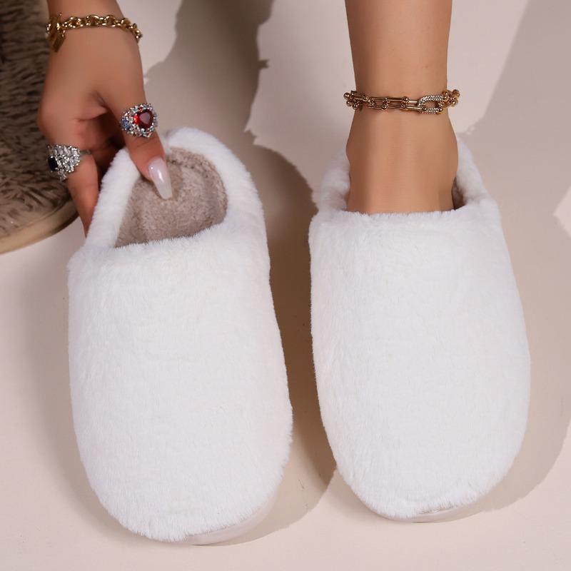 Simple indoor velvet warm fluffy slippers couple home cotton shoes thick-soled non-slip fluffy slippers