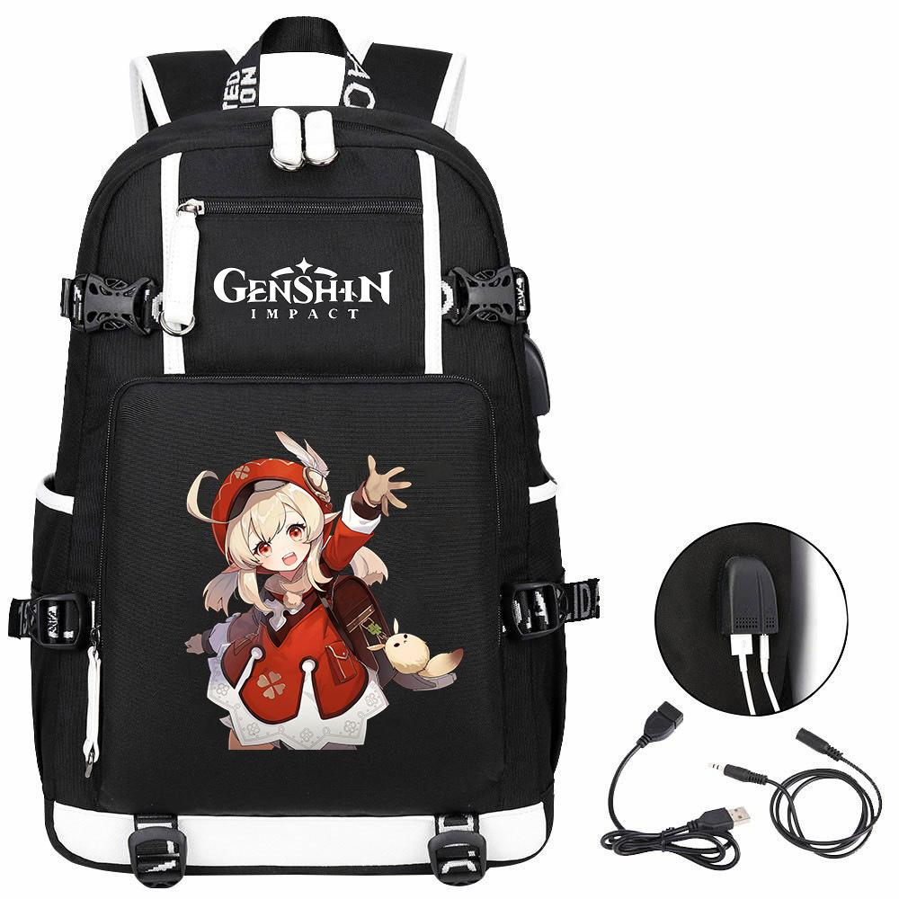 Genshin Original God, Peripheral Printing Backpack Large Capacity Travel Bag Student Computer School Bag