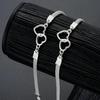 2Pcs/Set Love Heart Couple Bracelets for Women Men Silver Color Double Layer Matching Chain Bracelet Lover Jewelry Wedding Gift