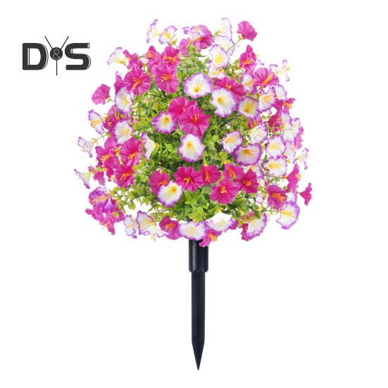 Faux Morning Glory Flowers Artificial Morning Glory Bush with Ground Spike Realistic Fake Greenery Shrubs for Outdoor Indoor Farmhouse Porch Patio