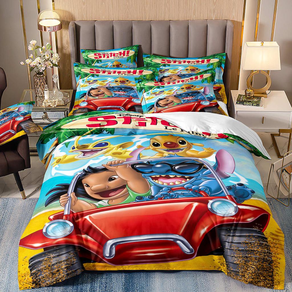 3D Digital Printing Quilt Cover Pillowcase Bedding Cartoon Three-Piece Set Home Textile Four-Piece Set