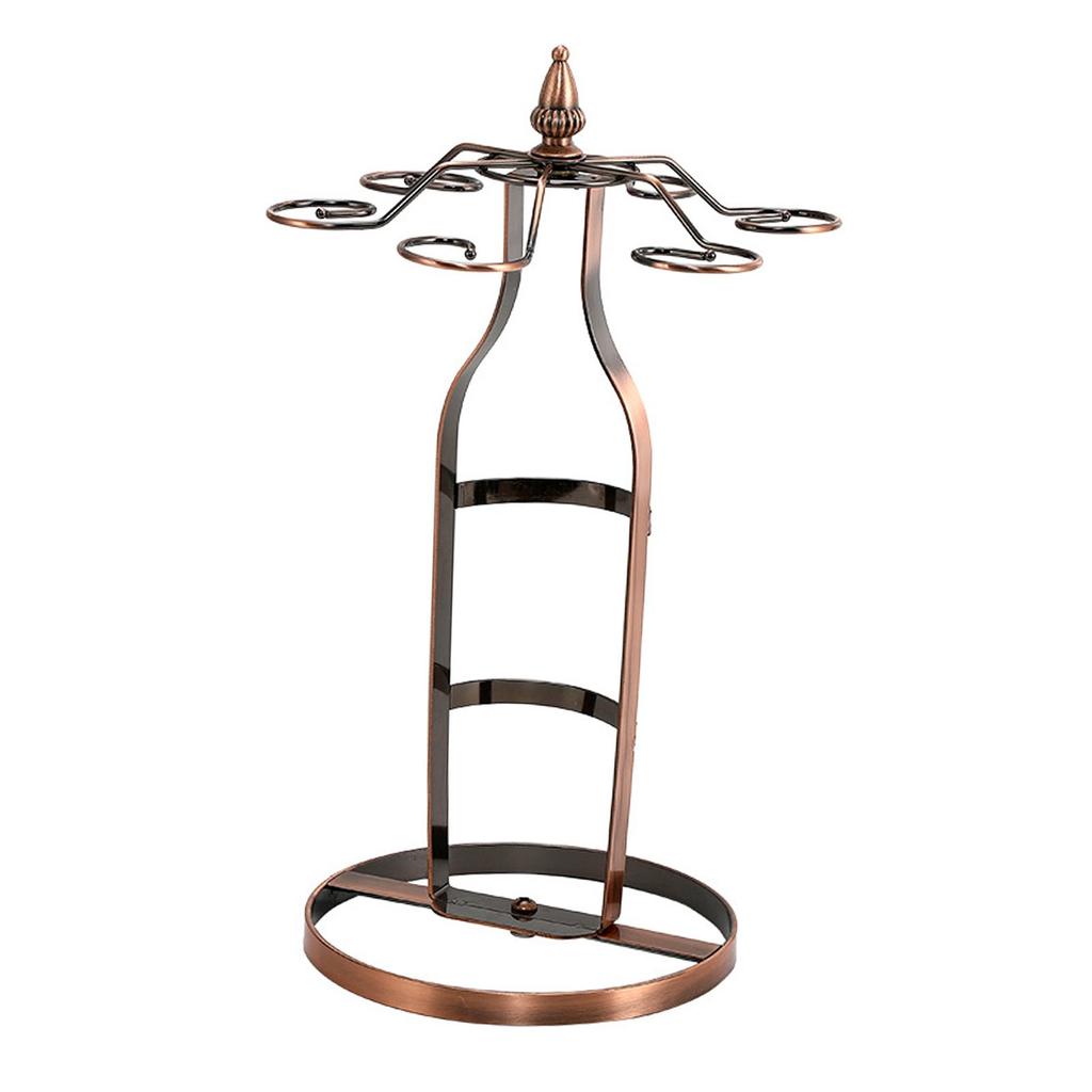2 in 1 Wine Rack Stemware Storage And Display 6 Glasses Bottle Unique Iron Goblet Drying